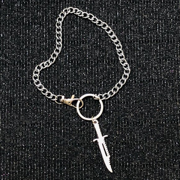 Chunky Big Knife Sword O Rings Cuban Pant Chains - Picture 2 of 4